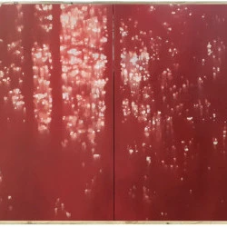 sous-bois rouge - huile sur toile 160x100 cm - jeromemontens 