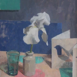 White Iris Still-Life - Huile sur panneau 46.5 cm x 35 cm (2025) - Ben Brotherton 