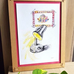 Lampe de bureau - illustration et son cadre en carton - @liliwalx 