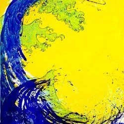 Hommage à Hokusaï - Acrylique sur toile 2017, 1m/2m - Françoise Segonds 