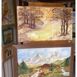 L'Automne et Le chalet - fait à la main sur céramique - 600 