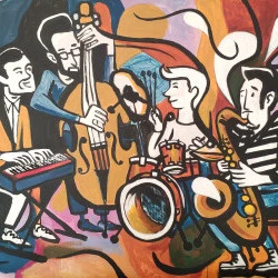 Les musiciens - Peinture acrylique sur carton monté sur châssis - Aurélie Bordenave 