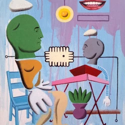 Bavardage - Acrylique sur Toile, 46x38 cm, 2024 - @Flavien Couche 