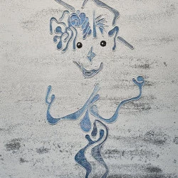 Qui suis-je - Acrylique et ficelle sur toile en lin 116/89