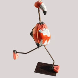 Le flamant - Céramique émaillée et support acier 2018 25 cm