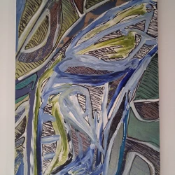 Floral, peinture : technique mixte de rehaut à partir d'une impression numérique alu dibond - Impressio 35 X 50 cm. Exemplaire unique