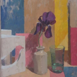 Purple Iris Still-Life - Huile sur panneau 46 cm x 32.5 cm (2025) - Ben Brotherton 