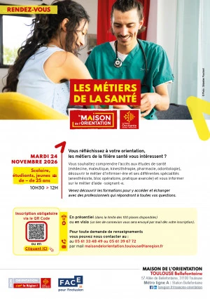 Affiche LES MÉTIERS DE LA SANTÉ (Public scolaire en visioconférence et présentiel)