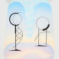 Série Murs liquides, n°3, 2025 - Crayon de couleur et feutre noir sur papier