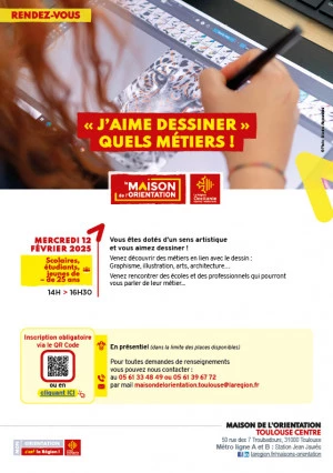 Affiche J'aime dessiner Quels métiers ?