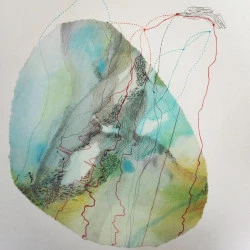 Les continents perdus - Dessin, encre, collage - Sandrine Ginisty 