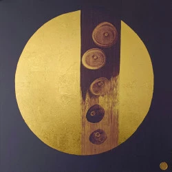 Sein-Tellite Violet - Acrylique sur toile, métallisation à la feuille, 80x80 - Liberaj Cicoj 