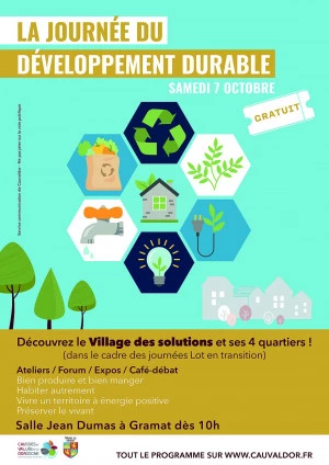 Affiche Journée du développement durable de Cauvaldor avec la Quinzaine des TransitionS lotoise