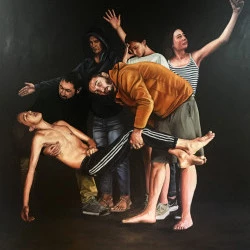 La Mise au tombeau 5.0 - huiles sur toile / 200 x 180 cm - Après Le Caravage 