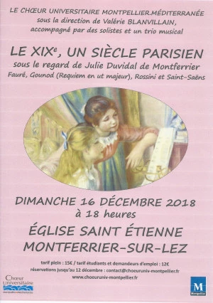 Affiche « Un siècle parisien …sur les pas de Fauré, Gounod, Rossini et Verdi »
