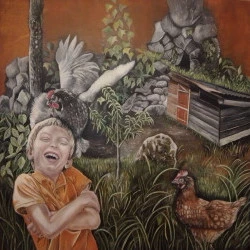 Un enfant heureux - Huile sur toile, 120x120cm