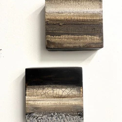 Craquelures - Encaustique et mixte sur bois 10X10 - Geneviève Boussouar 