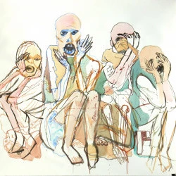 Momies - Aquarelle. 113cm x 127cm - Pierre Lardeau 