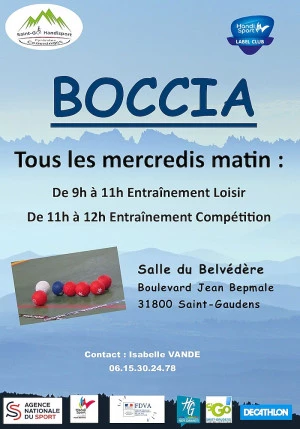 Affiche Saint-Go Handisport - Séances de Boccia pour personnes handicapées