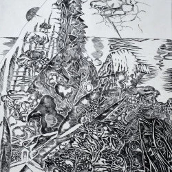 Bec de l´aigle - eau-forte sur cuivre, 40 x 30 cm, 2016 - Elke Daemmrich 