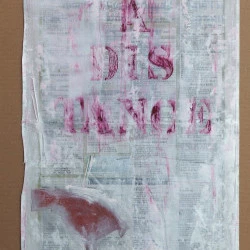 sans titre - collage et huile sur papier journal, 64x47cm, 2020 - S. Got 