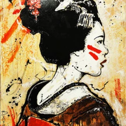 Geiko 01 - Peinture huile, encre de chine, acrylique et aérosol. - Bayonas 