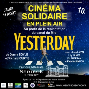 Affiche Cinéma Solidaire 2022 du Château de Sériège au profit de la replantation du Canal du Midi