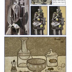 Peintures entre 1947 et 1950 - Personnage, coupe de fruits, lampe, poisson - Philippe Daniel 