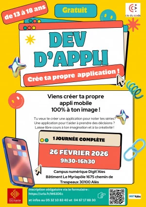 Affiche Dev'appli - Création de ta 1ère application mobile