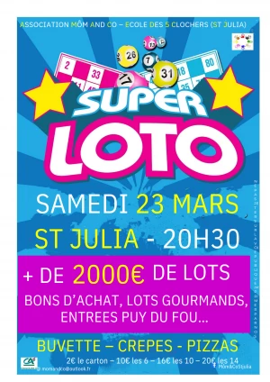 Affiche Loto de l'école les 5 clochers de St Julia
