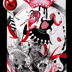 Variation sue le Mat et le Roi, 1 - dessin et collage - élise eid 