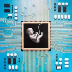 La mère et l'enfant - 2021, Acrylique sur toile, 100x100cm - Oktay Kočan 