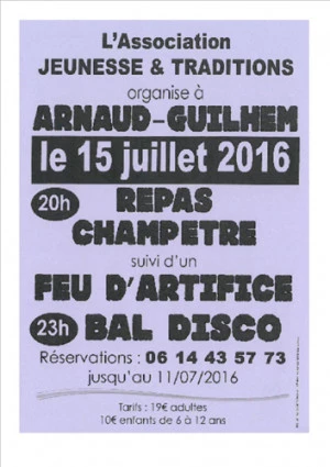 Affiche Repas champêtre, feu d'artifice et bal