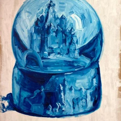 Boulle de neige Bleu - Huile sur contre-plaqué, 81x121 cm, 2020 - 650€ 