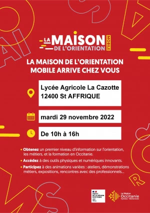 Affiche Visite Maison de l'Orientation Mobile au lycée la Cazotte à St Affrique