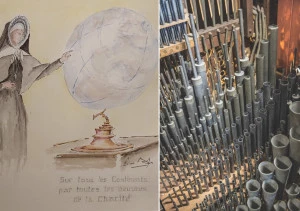 Affiche Aquarelles de Pierre Boyer et panneaux didactiques des Orgues