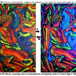 Dikuntri 2nyss 2018 - Technique mixte "ChromaLUX", pigments fluorescents, vision 3D ambilight U.V 146x 97 - #2nyss @2nyss 