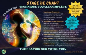 Affiche Stage de Chant : Une technique vocale complète et efficace - Tout ce que vous vouliez savoir sur votre voix et que l'on ne vous avait jamais dit … 