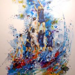 L ASCENSEUR - ACRYLIQUE ET HUILE SUR TOILE - FORMAT 116X89CM