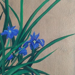 iris - Acrylgouache sur toile, d'après peinture traditionnelle japonaise - C. Nèble-Atelier2 