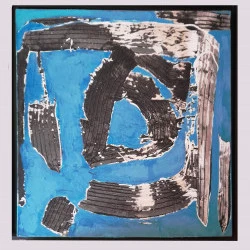 BITUME - Peinture : technique mixte 60 X 60 cm hors cadre /caisse américaine