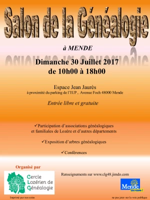 Affiche Salon de la Généalogie de la Lozere Edition 2017
