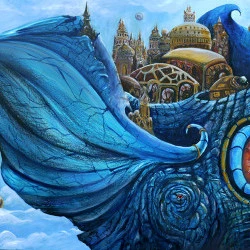 Enoz - Tableau à l'huile extraite du roman graphique "Errac Dorn, l'aventure intemporelle" - Christophe Dougnac 