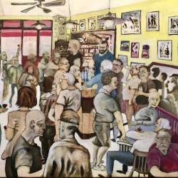 Le café du commerce - Huile sur toile 60*50