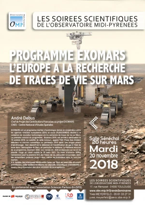 Affiche Programme Exomars. L'Europe à la recherche de traces de vie sur Mars. 