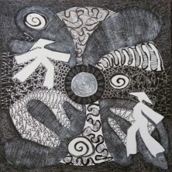 Je viens vers toi - Technique mixte, 50x50, 2019, - 490 