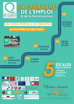 Affiche Caravane de l'Emploi et de la Reconversion. Top départ le 16 septembre