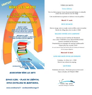Affiche Vère Les Mots, rencontres avec les mots, à Castelnau de Montmiral (Tarn)