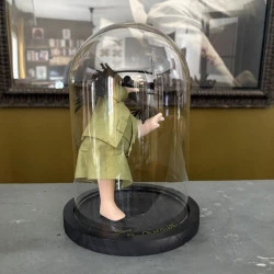 LES OISEAUX - Globe verre,porcelaine et textile