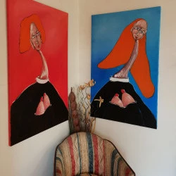 Coin d'atelier - 2 tableaux, 1 fautuil